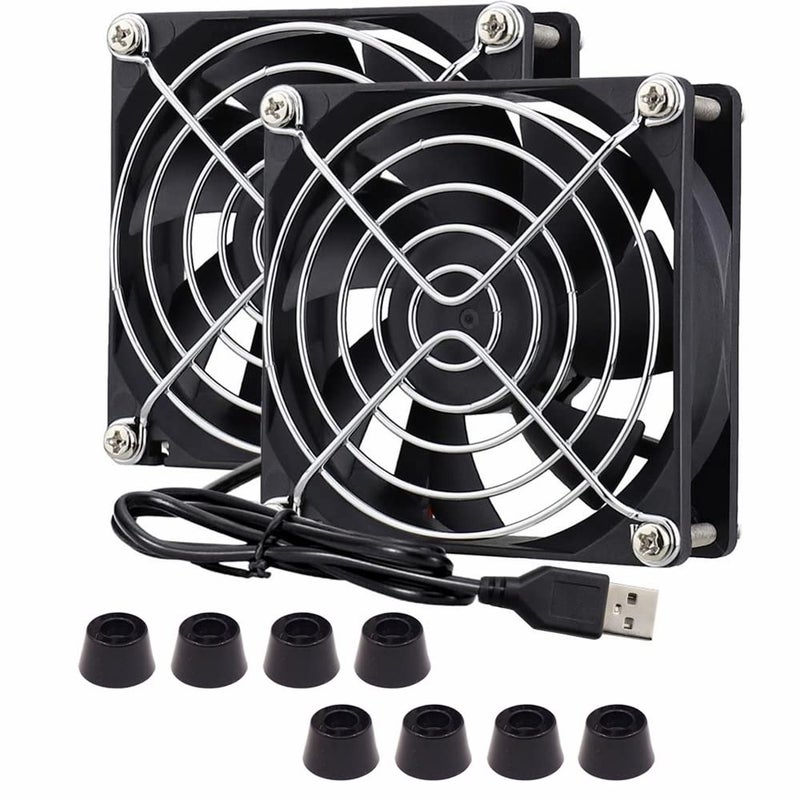 WINSINN DC 80mm USB Fan 5V 8025 Dual Ball Bearing Brushless Cooling 80mmx25mm 2PIN (Pack of 2Pcs) - Image 4